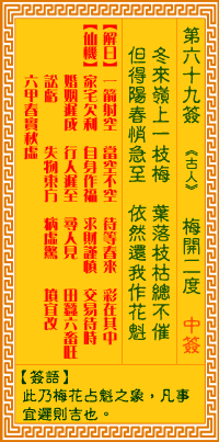 观音灵签第69签词