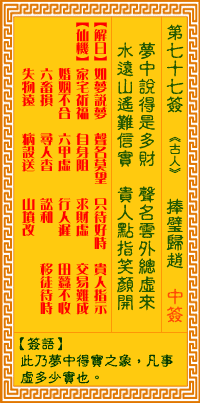 观音灵签第77签词